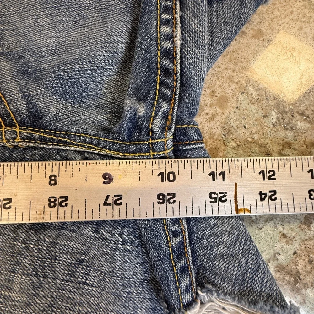 Levis 512 Blue Denim Cut Off Shorts Button Fly‎ Distressed Raw Hem W31 Womens